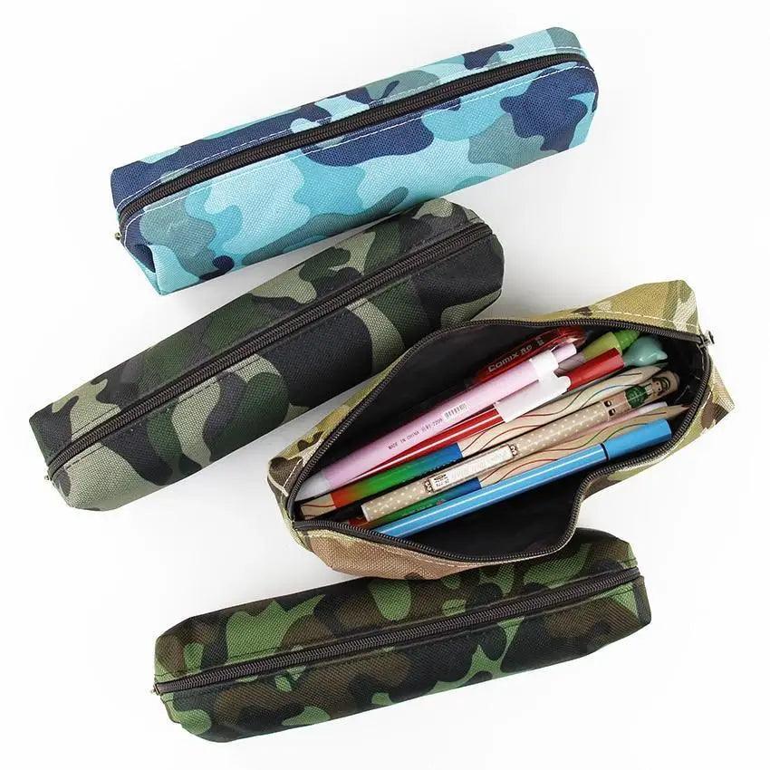Simple Camouflage Cool Pencil Case Soft Black Pencil Holder For Boys Stylish Pouch For Office And Schools Stevvex