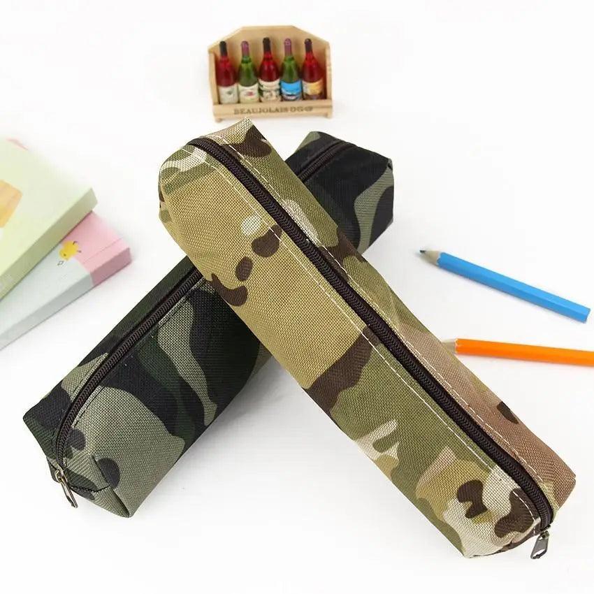 Simple Camouflage Cool Pencil Case Soft Black Pencil Holder For Boys Stylish Pouch For Office And Schools Stevvex