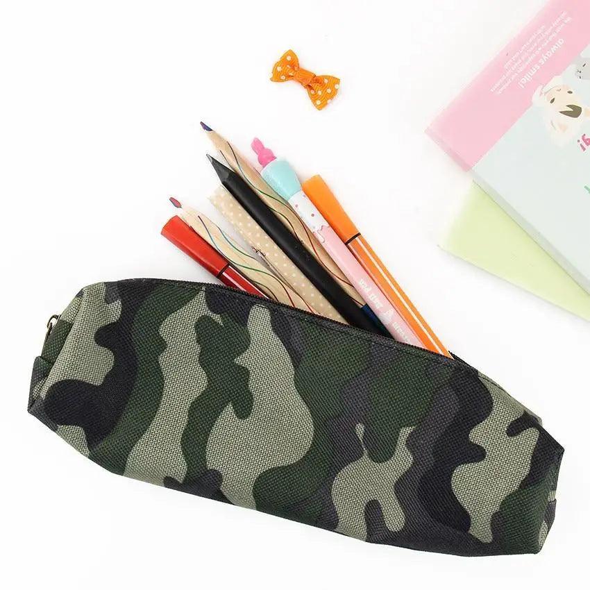 Simple Camouflage Cool Pencil Case Soft Black Pencil Holder For Boys Stylish Pouch For Office And Schools Stevvex