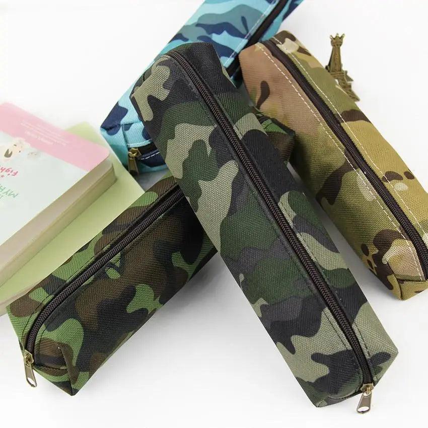 Simple Camouflage Cool Pencil Case Soft Black Pencil Holder For Boys Stylish Pouch For Office And Schools Stevvex
