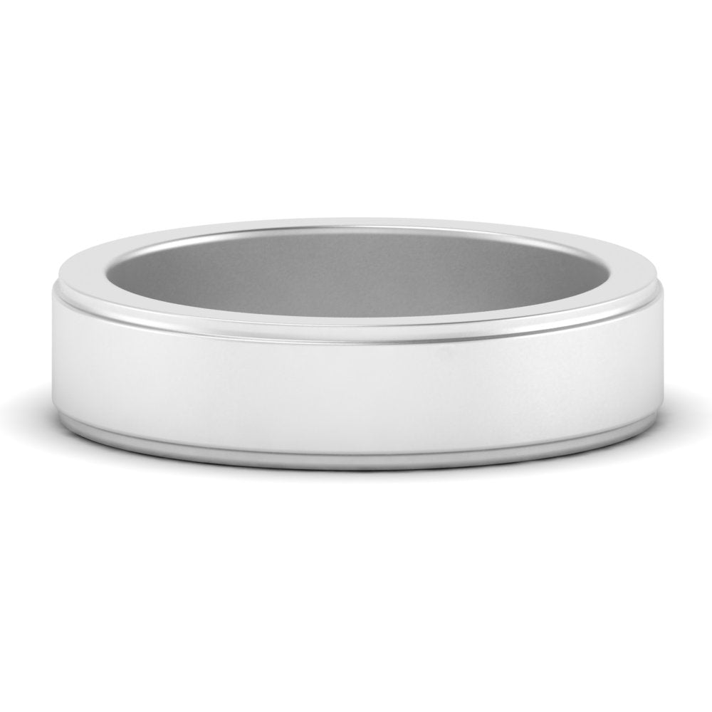 Simple Flat Wedding Band 4MM Fascinating Diamonds