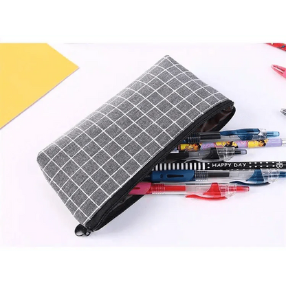 Simple Striped Color Design Pencil Cases For Students Retro Large Capacity Stationery School Pouch Stevvex