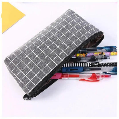 Simple Striped Color Design Pencil Cases For Students Retro Large Capacity Stationery School Pouch Stevvex