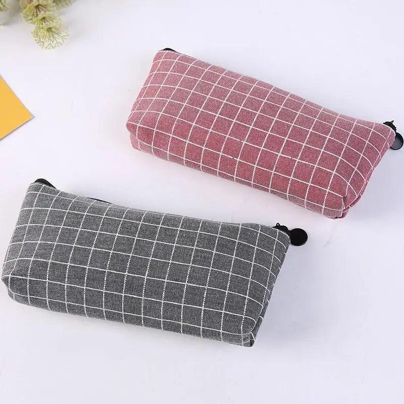 Simple Striped Color Design Pencil Cases For Students Retro Large Capacity Stationery School Pouch Stevvex