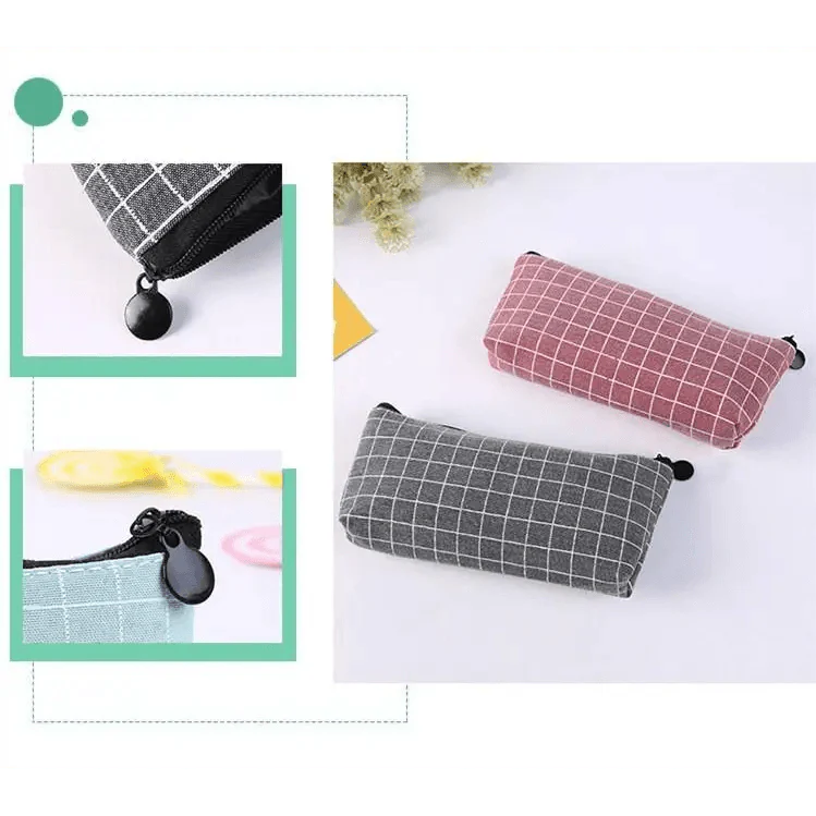 Simple Striped Color Design Pencil Cases For Students Retro Large Capacity Stationery School Pouch Stevvex