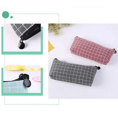 Simple Striped Color Design Pencil Cases For Students Retro Large Capacity Stationery School Pouch Stevvex