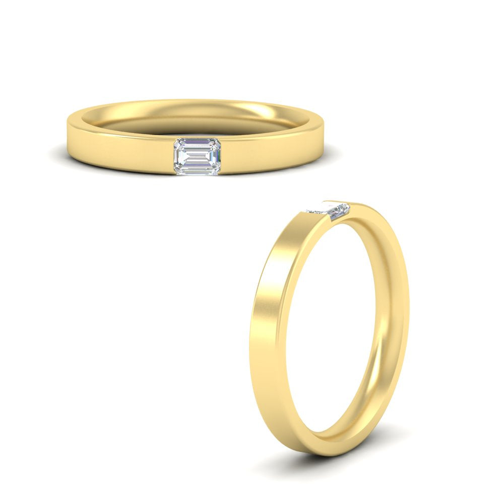 Single Emerald Mens Wedding Band Fascinating Diamonds