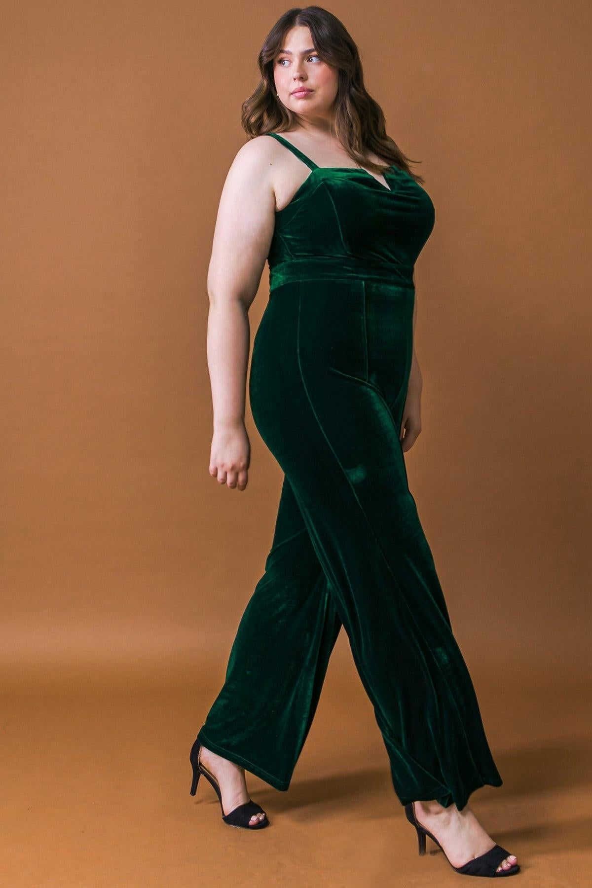 BLOW A KISS VELVET JUMPSUIT Flying Tomato