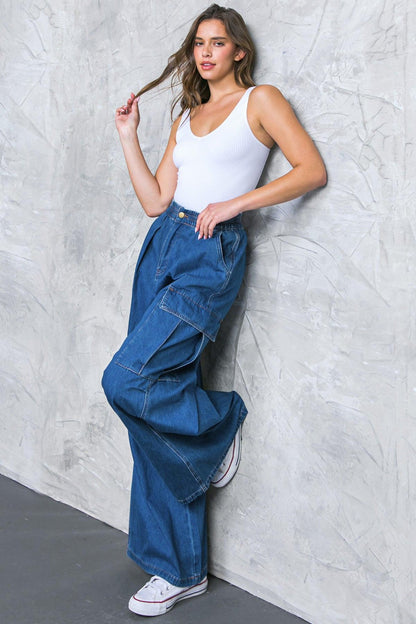 ALL THE BUZZ WASHED DENIM PANTS Flying Tomato