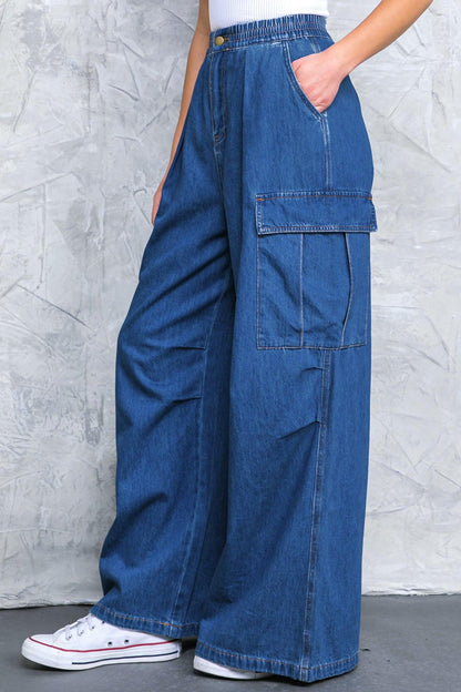 ALL THE BUZZ WASHED DENIM PANTS Flying Tomato