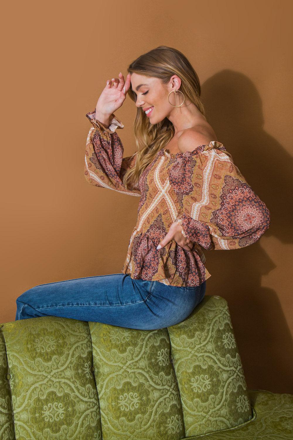 BOHO RAINBOW WOVEN TOP Flying Tomato