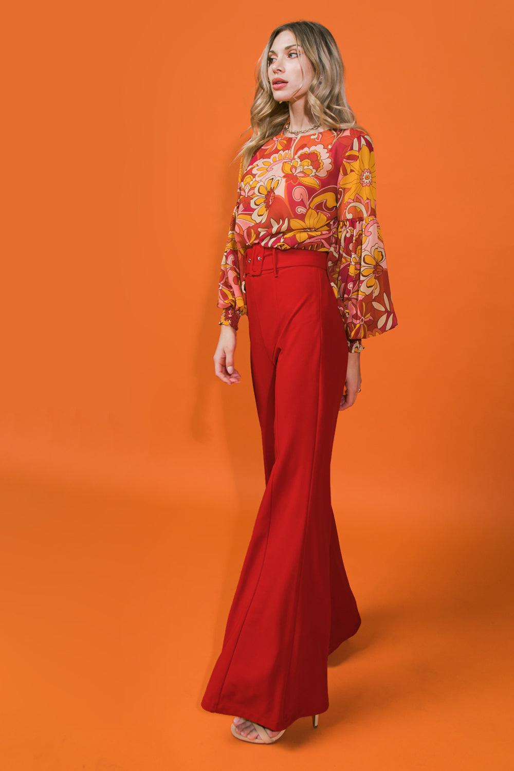 COUNTDOWN THE HOURS WOVEN FLARED PANTS Flying Tomato