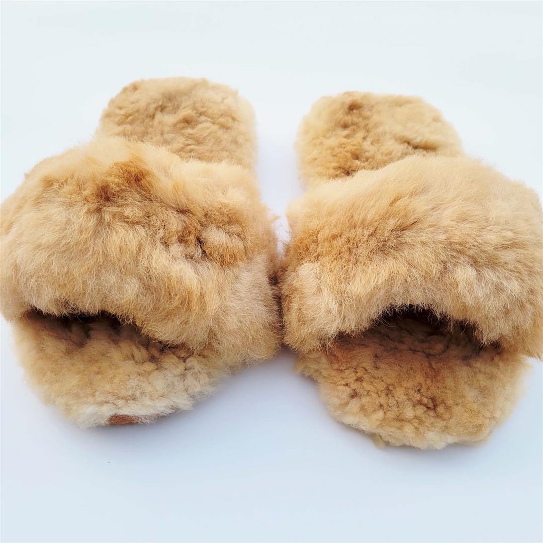 Slide-In Fluffy Furry Fuzzy Alpaca Fur Slippers Purely Alpaca