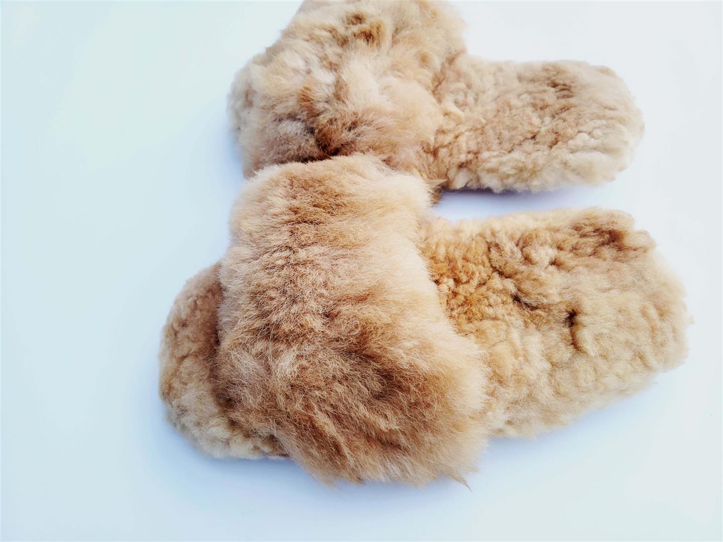 Slide-In Fluffy Furry Fuzzy Alpaca Fur Slippers Purely Alpaca