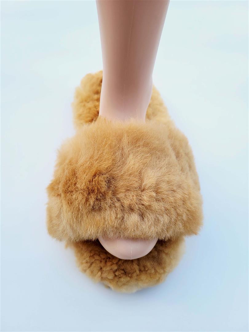 Slide-In Fluffy Furry Fuzzy Alpaca Fur Slippers Purely Alpaca