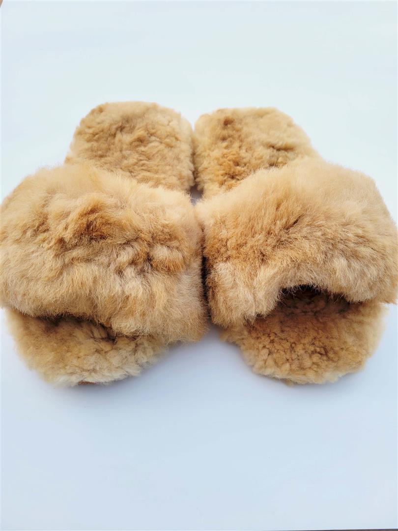 Slide-In Fluffy Furry Fuzzy Alpaca Fur Slippers Purely Alpaca
