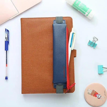 Slim Leather Unique Design Pencil Case Book Holder Pouch With Elastic Band For Notebook Fashion School Pen Case Stevvex