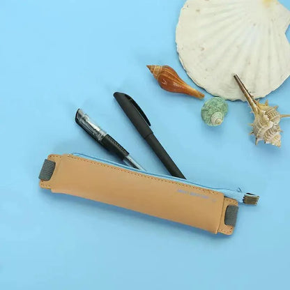 Slim Leather Unique Design Pencil Case Book Holder Pouch With Elastic Band For Notebook Fashion School Pen Case Stevvex