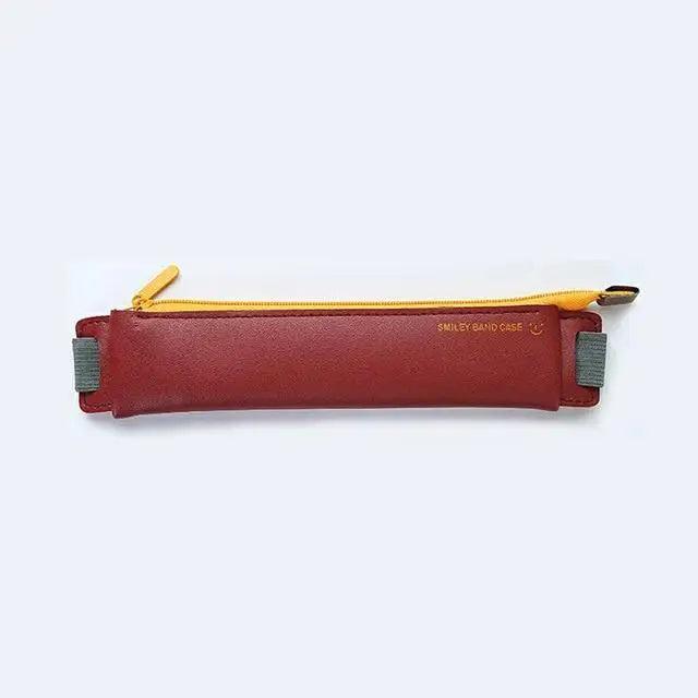 Slim Leather Unique Design Pencil Case Book Holder Pouch With Elastic Band For Notebook Fashion School Pen Case Stevvex