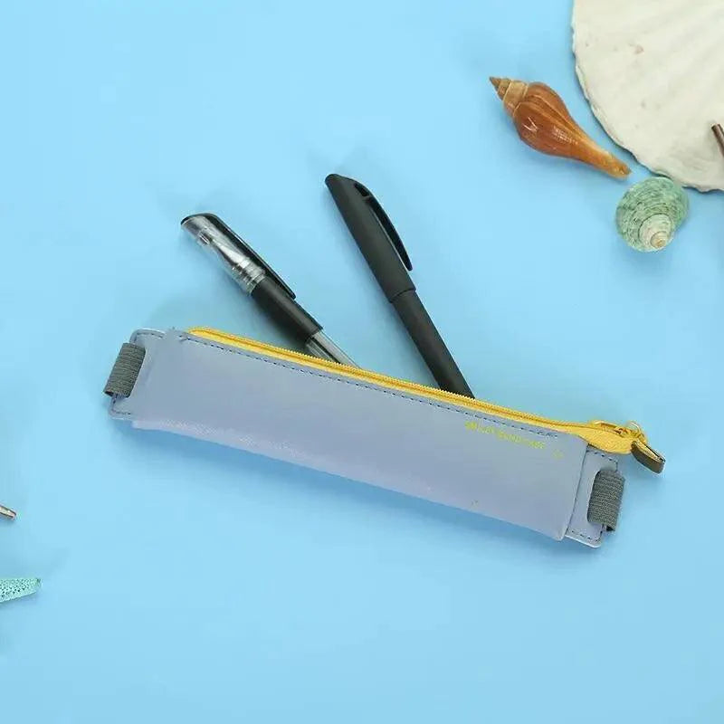Slim Leather Unique Design Pencil Case Book Holder Pouch With Elastic Band For Notebook Fashion School Pen Case Stevvex