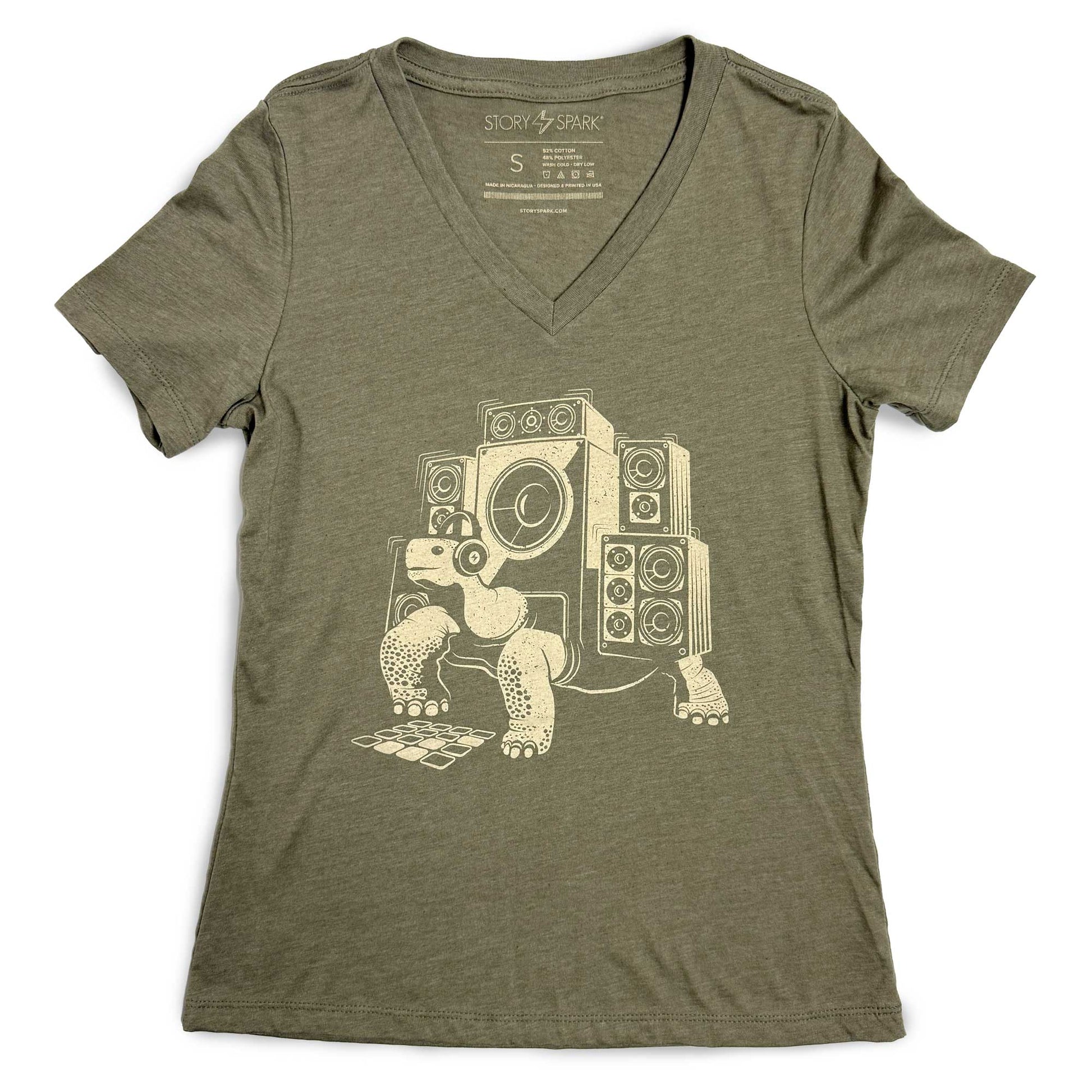 Slow Beats Womens V-neck T-shirt STORY SPARK