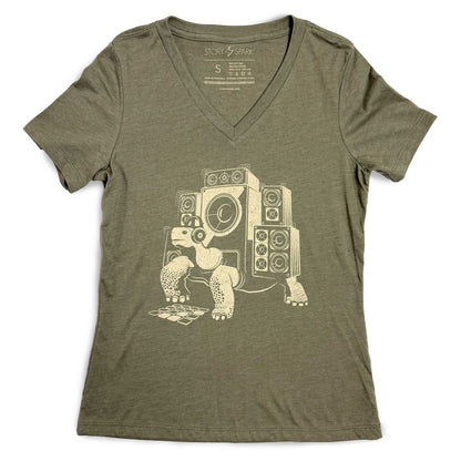 Slow Beats Womens V-neck T-shirt STORY SPARK
