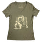 Slow Beats Womens V-neck T-shirt STORY SPARK