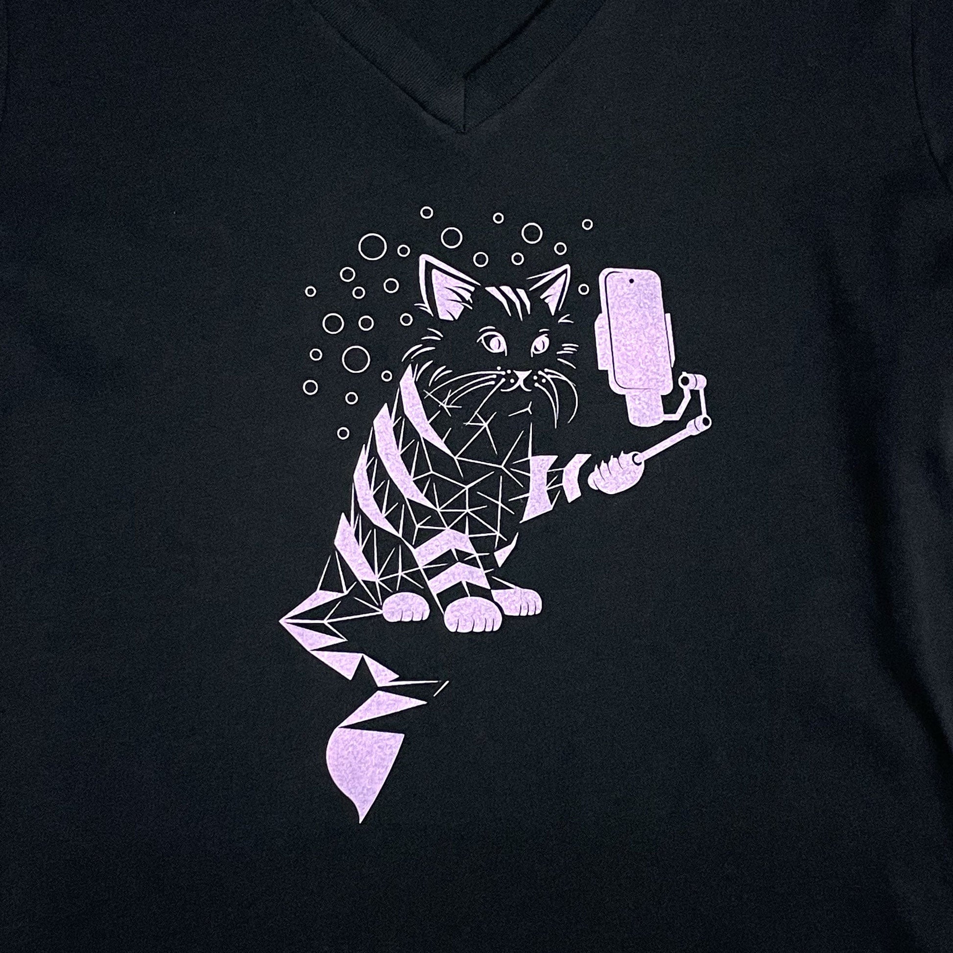 Snap Cat Womens V-neck T-shirt STORY SPARK