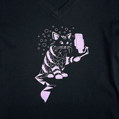 Snap Cat Womens V-neck T-shirt STORY SPARK