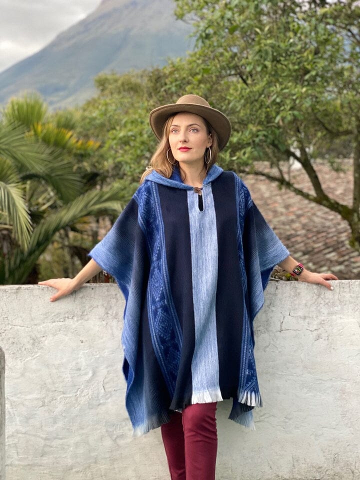 Soft Blues Alpaca Poncho Purely Alpaca