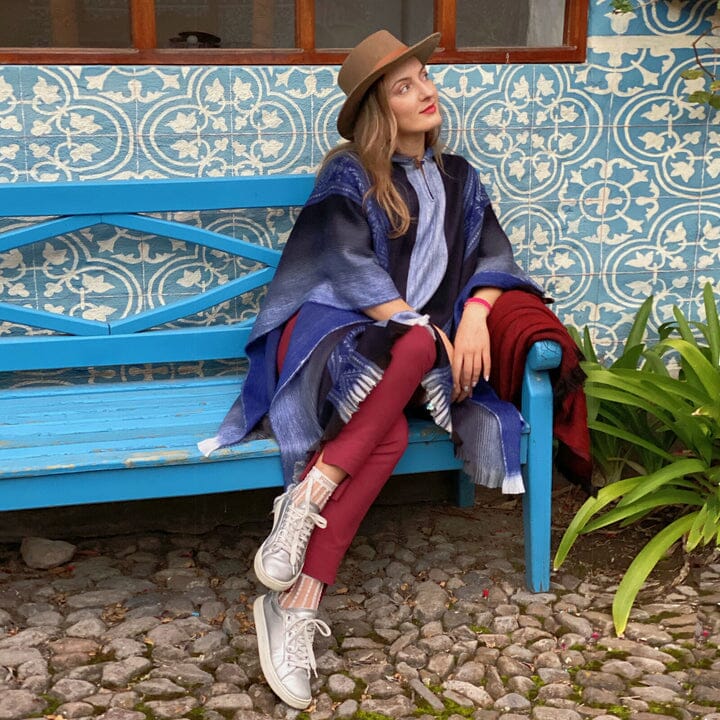 Soft Blues Alpaca Poncho Purely Alpaca