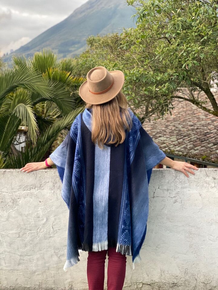 Soft Blues Alpaca Poncho Purely Alpaca