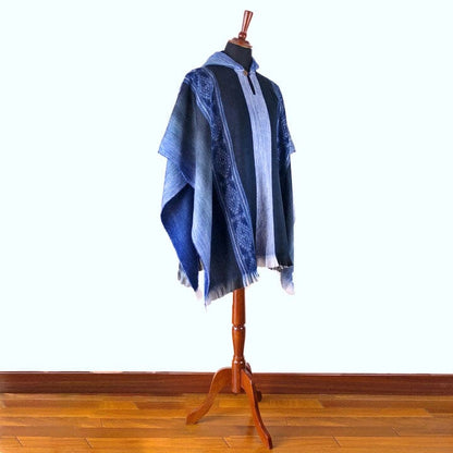 Soft Blues Alpaca Poncho Purely Alpaca