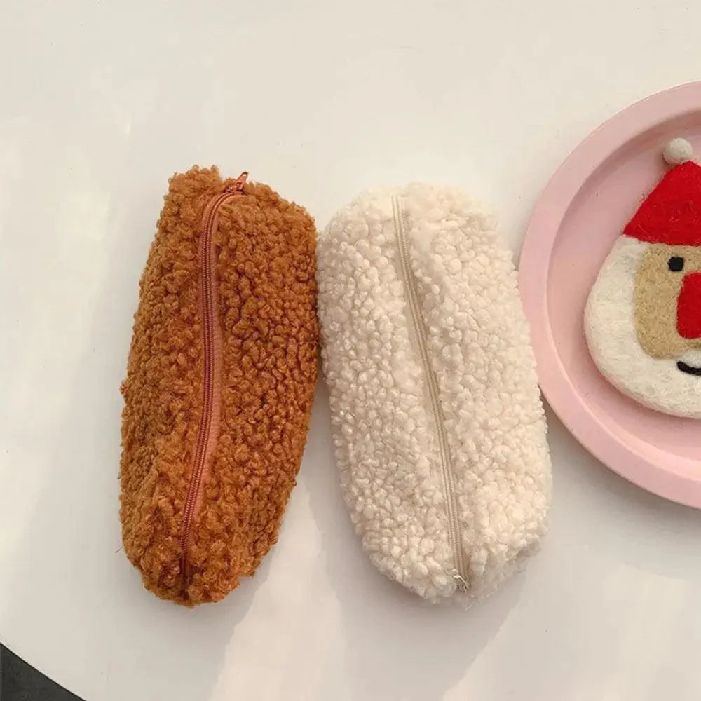 Soft Plush Pencil Case Stationery Pouch Cosmetic Zipper Pouch Bag Simple Lightweight Design Stevvex