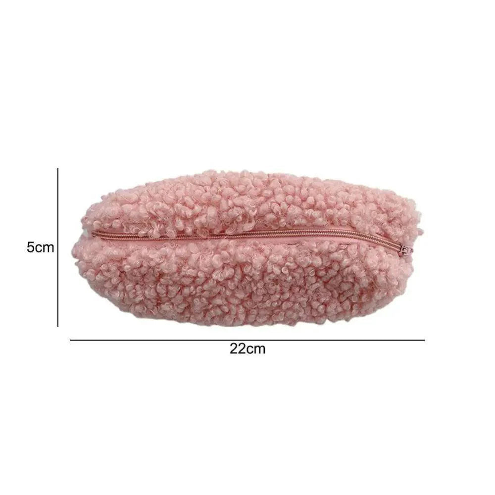 Soft Plush Pencil Case Stationery Pouch Cosmetic Zipper Pouch Bag Simple Lightweight Design Stevvex
