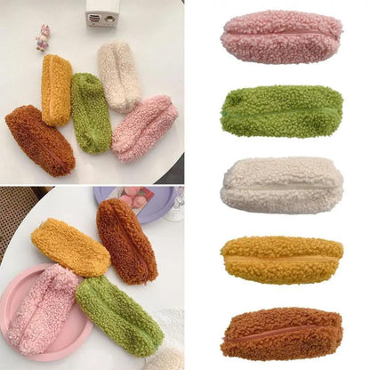 Soft Plush Pencil Case Stationery Pouch Cosmetic Zipper Pouch Bag Simple Lightweight Design Stevvex