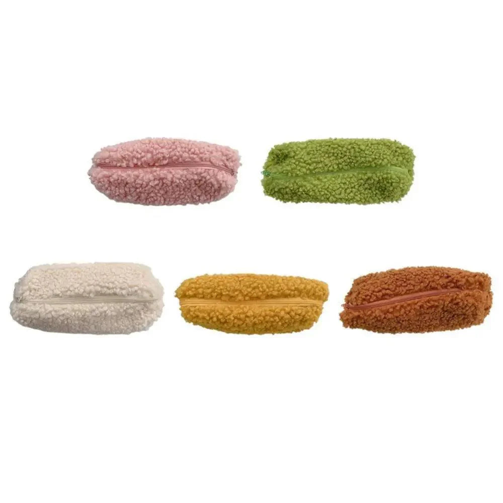 Soft Plush Pencil Case Stationery Pouch Cosmetic Zipper Pouch Bag Simple Lightweight Design Stevvex