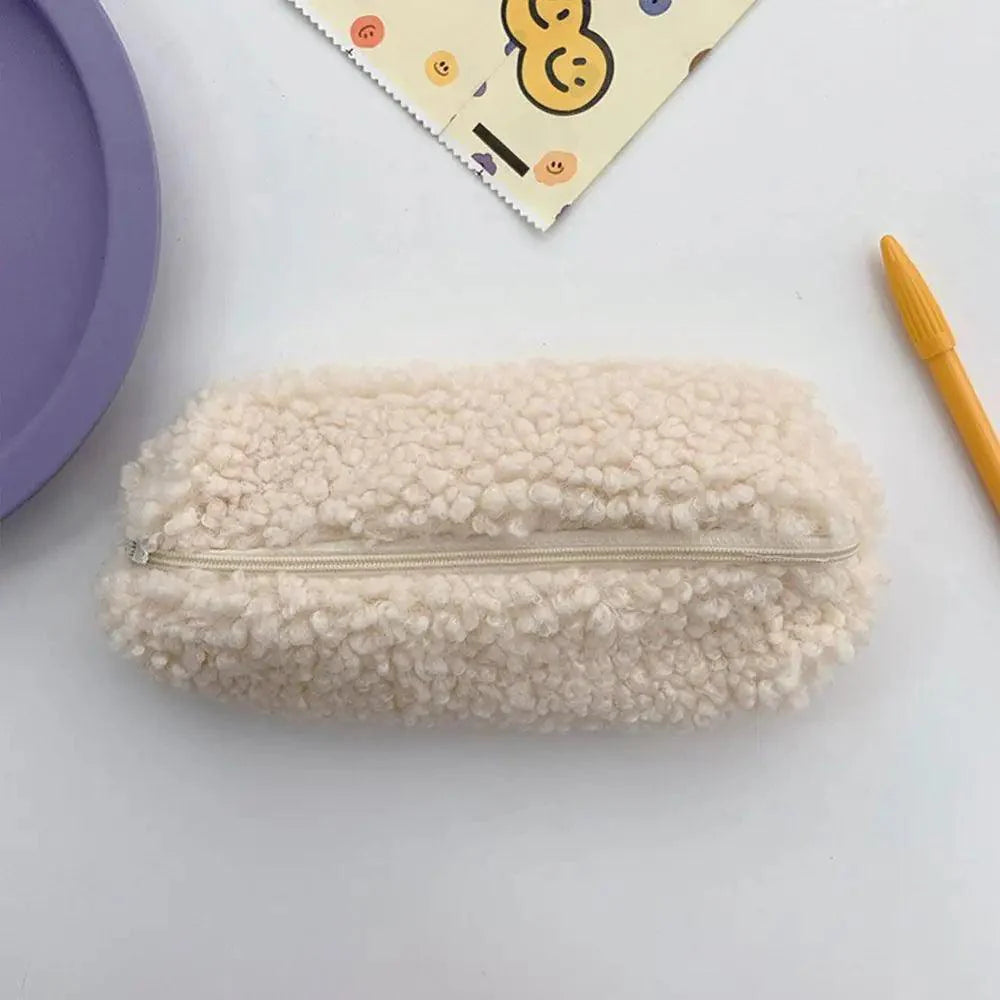 Soft Plush Pencil Case Stationery Pouch Cosmetic Zipper Pouch Bag Simple Lightweight Design Stevvex