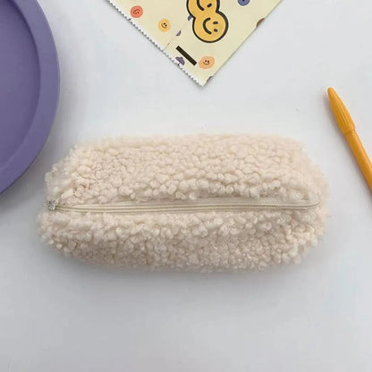 Soft Plush Pencil Case Stationery Pouch Cosmetic Zipper Pouch Bag Simple Lightweight Design Stevvex