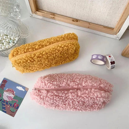 Soft Plush Pencil Case Stationery Pouch Cosmetic Zipper Pouch Bag Simple Lightweight Design Stevvex