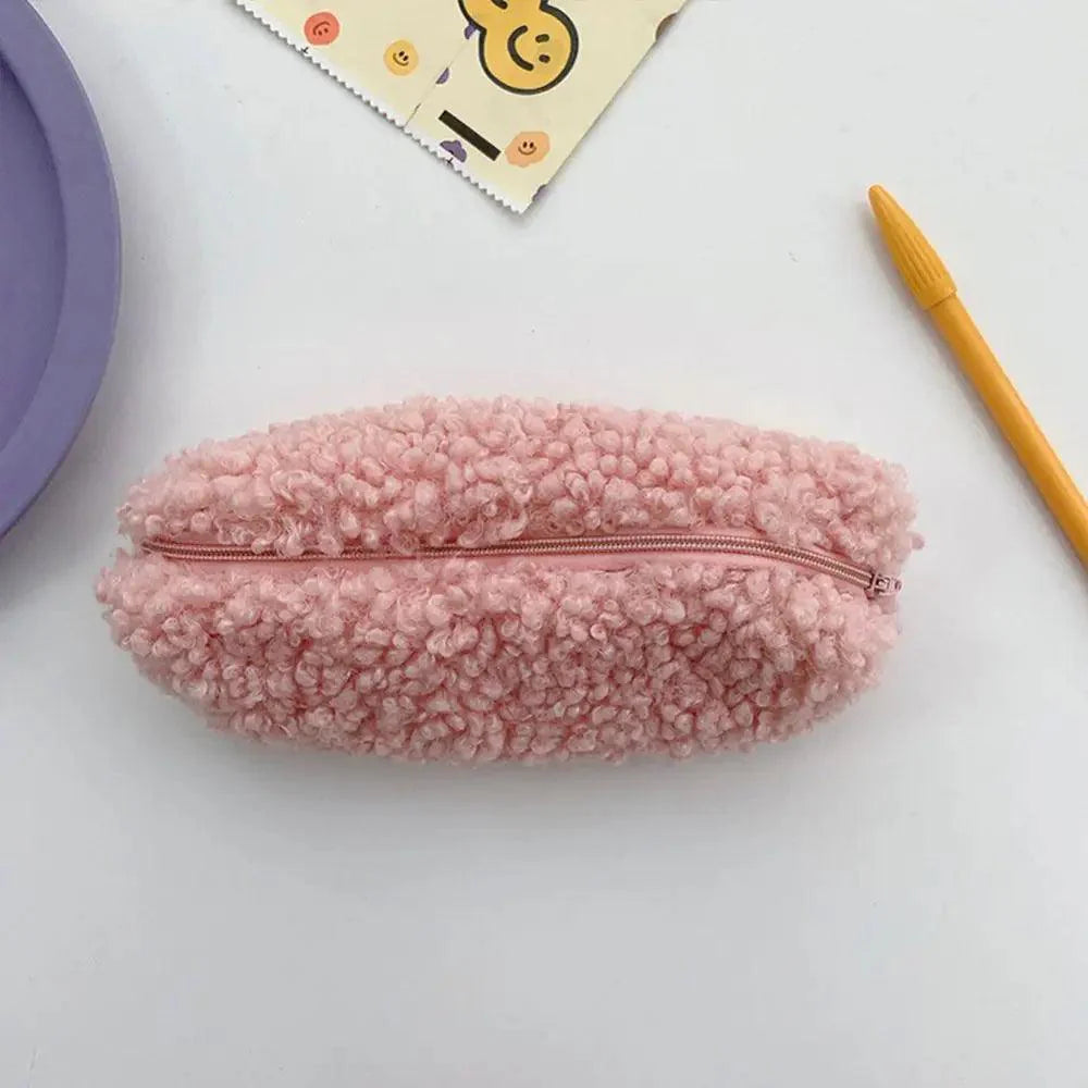 Soft Plush Pencil Case Stationery Pouch Cosmetic Zipper Pouch Bag Simple Lightweight Design Stevvex