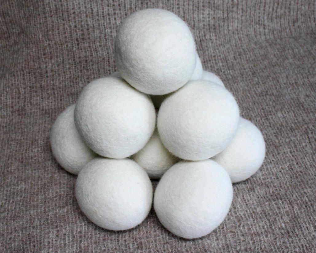 Solid White Wet Felted Alpaca Dryer Balls Purely Alpaca