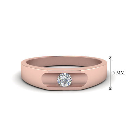 Half Bezel Solitaire Mens Diamond Ring Fascinating Diamonds