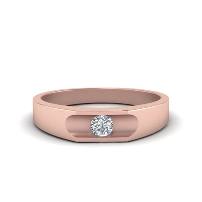 Half Bezel Solitaire Mens Diamond Ring Fascinating Diamonds