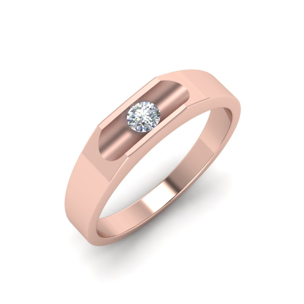 Half Bezel Solitaire Mens Diamond Ring Fascinating Diamonds