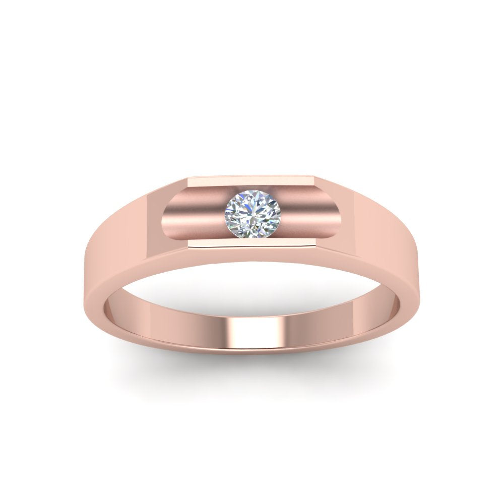 Half Bezel Solitaire Mens Diamond Ring Fascinating Diamonds