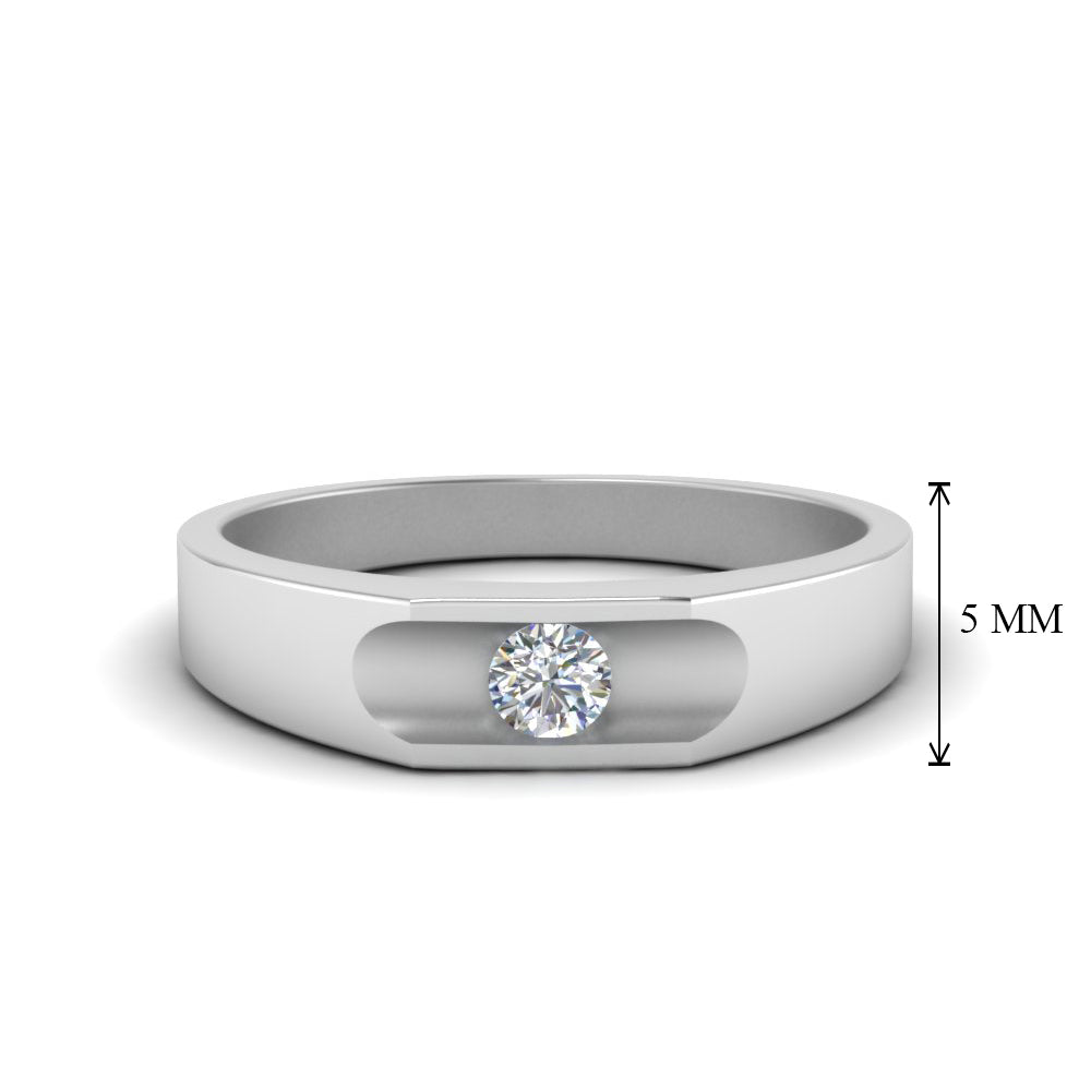 Half Bezel Solitaire Mens Diamond Ring Fascinating Diamonds