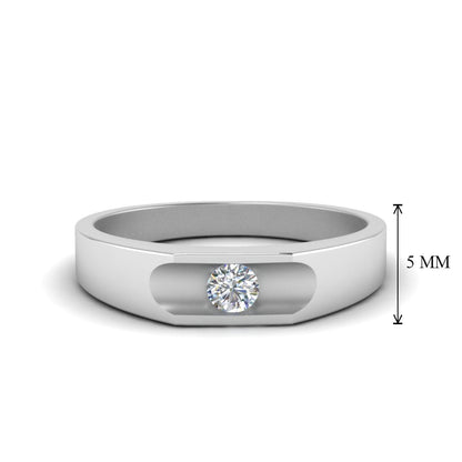 Half Bezel Solitaire Mens Diamond Ring Fascinating Diamonds
