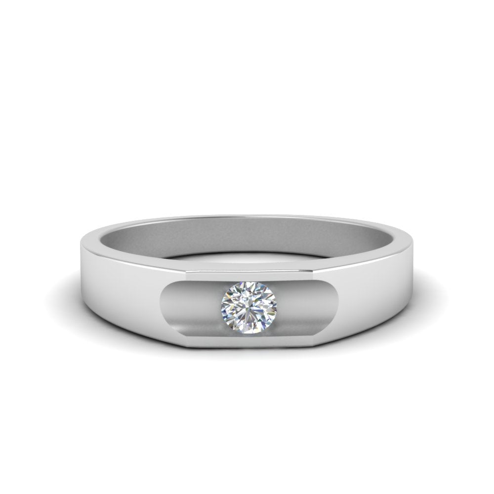Half Bezel Solitaire Mens Diamond Ring Fascinating Diamonds