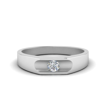 Half Bezel Solitaire Mens Diamond Ring Fascinating Diamonds